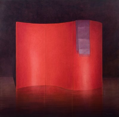 Curving Red Lacquer Screen by Lincoln Seligman